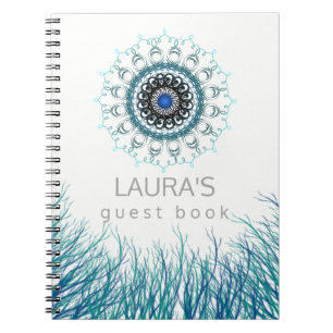 Teal Mandala Yoga Meditation Damask Holistic Spiral Notebook