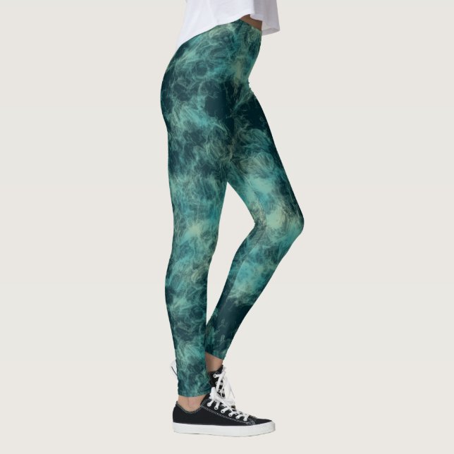 Teal Marble Abstract Leggings (Right)