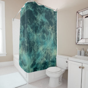 Teal Marble Abstract Shower Curtain