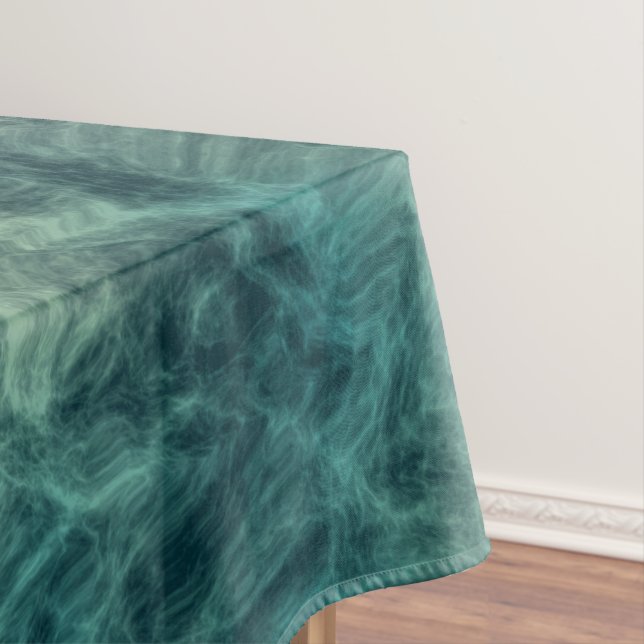 Teal Marble Abstract Tablecloth (In Situ)