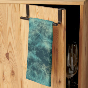 Teal Marble Abstract Tea Towel