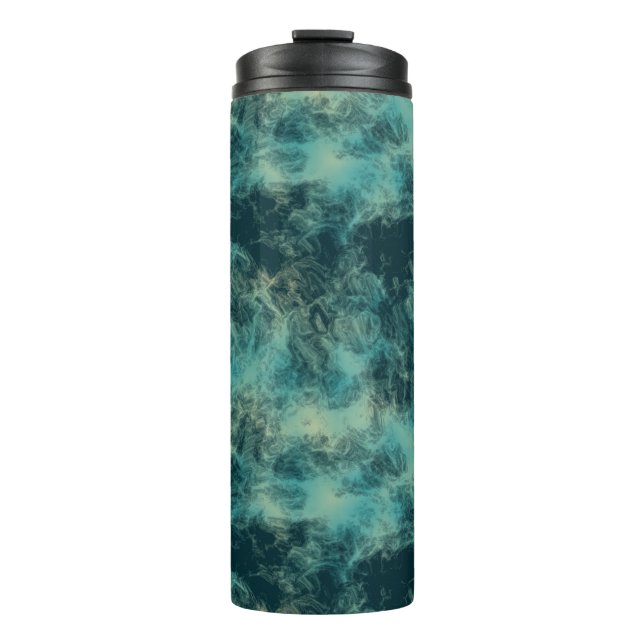 Teal Marble Abstract Thermal Tumbler (Front)