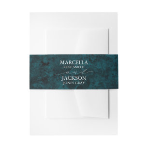 Teal & Marble Agate Wedding Invitation Belly Band