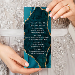 Teal, Marble & Gold Agate Wedding Menu