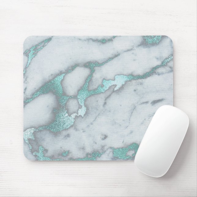 teal marble mouse pad (With Mouse)