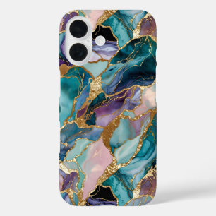 Teal Marble Phone Case Gold Abstract Luxury