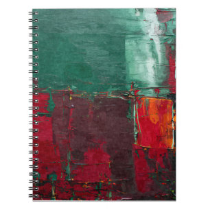 Teal Maroon Orange Block Abstract Notebook