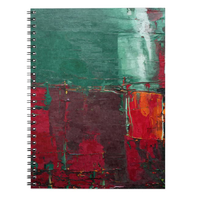 Teal Maroon Orange Block Abstract Notebook (Front)