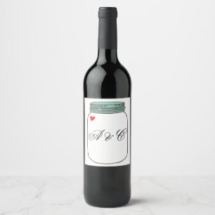 Teal Mason Jars Custom Wine Label