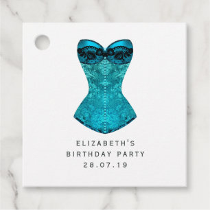 Teal Masquerade Corset and Harlequin Pattern Favour Tags