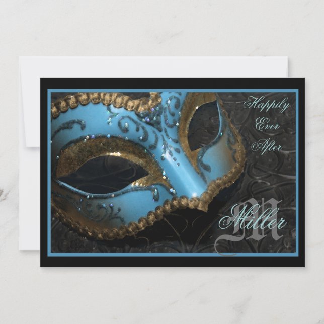 Teal Masquerade Renaissance Wedding Invitation (Front)