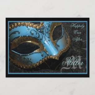 Teal Masquerade Renaissance Wedding Invitation