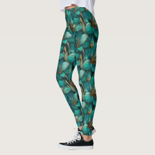 Teal Maternity Amaryllis Fantasy Mothers Day Leggings