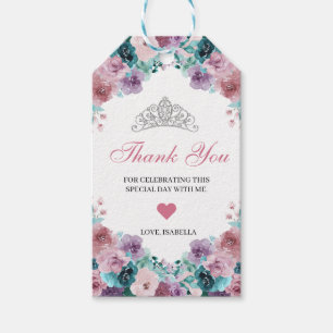 Teal & Mauve Floral Thank You Gift Tags