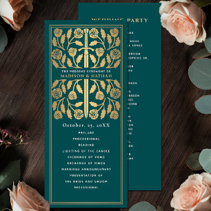Teal Mediaeval Gold Sword Royal Wedding Programme