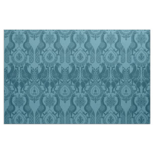 Teal Mediaeval Peacocks and Dragons Fabric