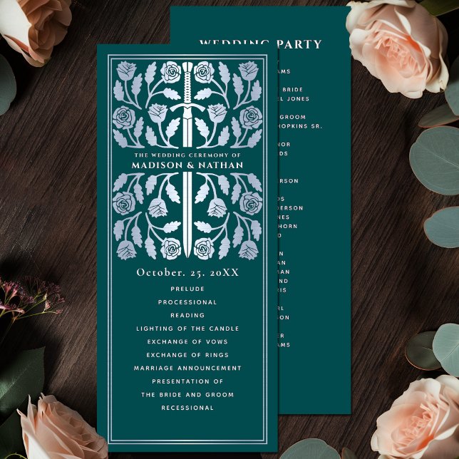 Teal Mediaeval Silver Sword Royal Wedding Programme (Creator Uploaded)