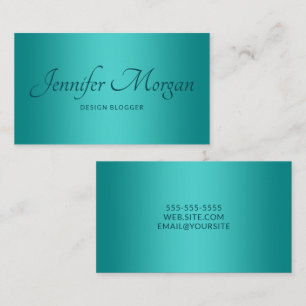 Teal Medium Turquoise Elegant Ombre Business Card