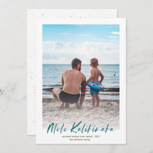 Teal Mele Kalikimaka Minimal Photo Christmas Holiday Card