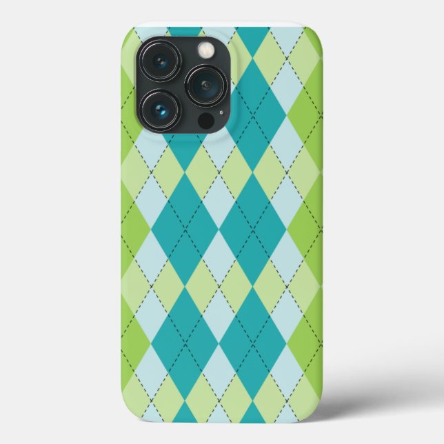Teal Melon Mod Argyle Case-Mate iPhone Case (Back)