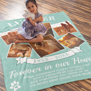 Teal Memorial Dog Photo Fleece Blanket