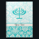 Teal Menorah Notebook<br><div class="desc">You will love this cute teal damask Jewish Hanukkah Menorah design. Great for gifts! Available on tee shirts, smart phone cases, mousepads, keychains, posters, cards, electronic covers, computer laptop / notebook sleeves, caps, mugs, and more! Visit our site for a custom gift case for Samsung Galaxy S3, iphone 5, HTC...</div>