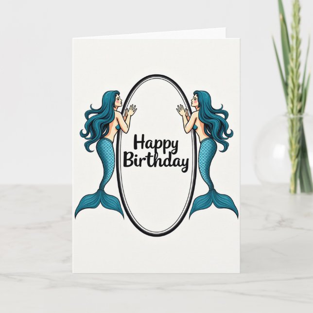 Teal Mermaid Birthday Card (Front)