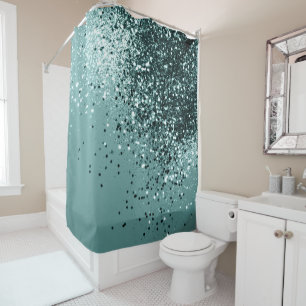 Teal Mermaid Ocean Glitter #1 #shiny #decor Shower Curtain