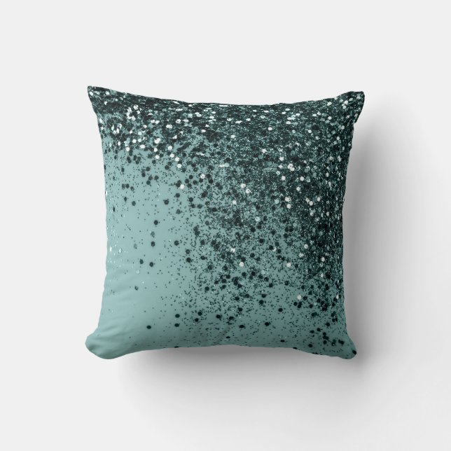 Teal Mermaid Ocean Glitter #4 (Faux Glitter) #art  Cushion (Front)