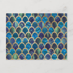 Teal mermaid scales postcard