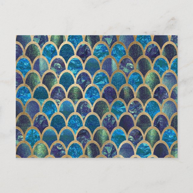 Teal mermaid scales postcard (Front)