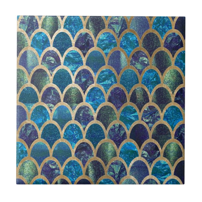 Teal mermaid scales tile (Front)