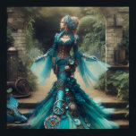 Teal Mermaid Steampunk Vintage Victorian Lady Poster<br><div class="desc">A beautiful vintage steampunk lady in a teal mermaid inspired dress in a floral garden with beautiful roses,  clockwork gears and historical fantasy on this art poster.</div>