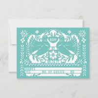 Teal Mexican Fantail Doves Papel Picado