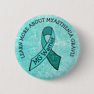 Teal MG Warrior Awareness Ribbon Button