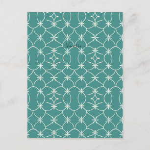 Teal Mid Century Modern Geometric Starburst Patter Postcard