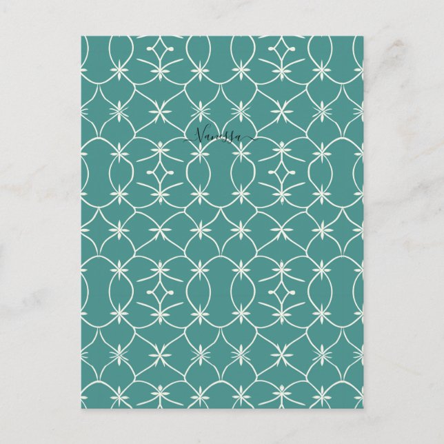 Teal Mid Century Modern Geometric Starburst Patter Postcard (Front)