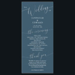Teal Minimal Wedding Ceremony Program Programme<br><div class="desc">Minimal wedding program featuring modern script font on a teal background. All the wedding ceremony information and the wedding party's name listed on this program.</div>