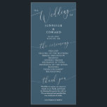 Teal Minimal Wedding Ceremony Program Programme<br><div class="desc">Minimal wedding program featuring modern script font on a teal background. All the wedding ceremony information and the wedding party's name listed on this program.</div>