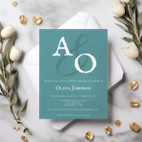 Teal Minimalist Monogram Bridal Shower
