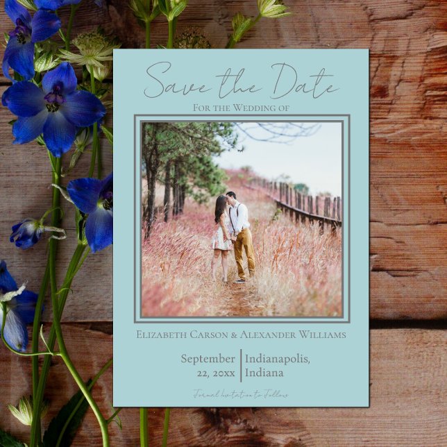 Teal Minimalist Photo Save The Date (Teal Minimalist Photo Save the Date)