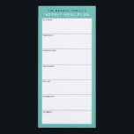 Teal Minimalist Simple Family Meal Planning Magnetic Notepad<br><div class="desc">Write your dinners on this magnetic note pad for an easy way to plan out the week's meals and stick it up on your fridge, pantry door or command centre. The simple, modern layout in fresh teal blue, black and white with sans serif fonts will appeal to every visually organised...</div>