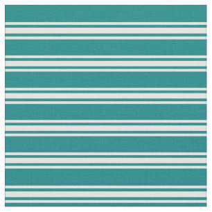 Teal & Mint Cream Stripes/Lines Pattern Fabric