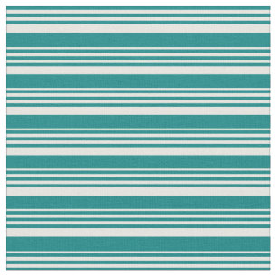 Teal & Mint Cream Stripes/Lines Pattern Fabric