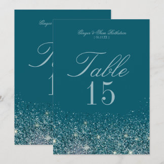 Teal & Mint Glitter Table Number Cards
