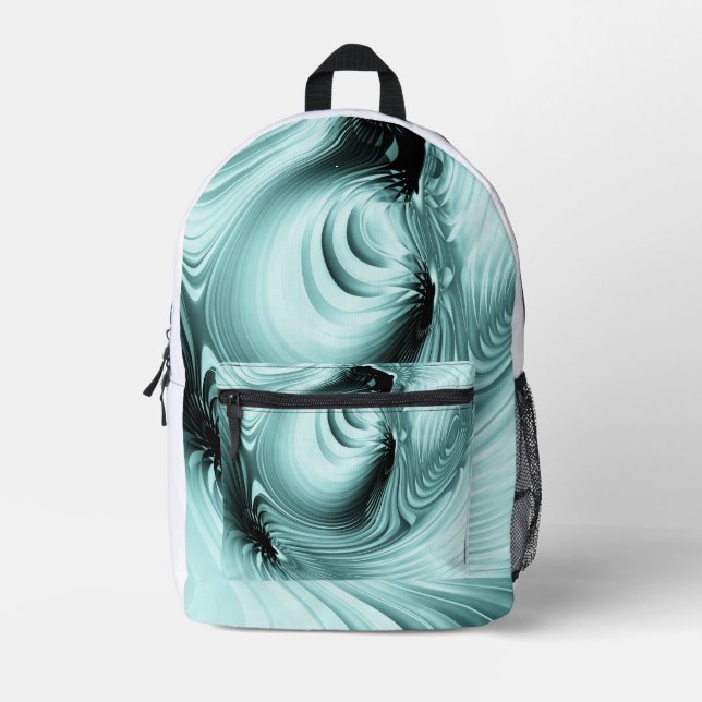 Teal Mint Green Abstract Modern Throw Pillow Printed Backpack (Front)