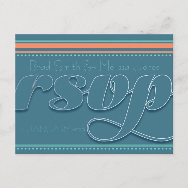 Teal Mint + Orange RSVP Postcard (Front)
