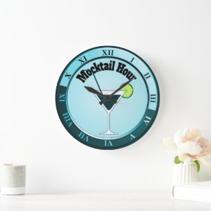 Teal Mocktail Hour Bar Clock