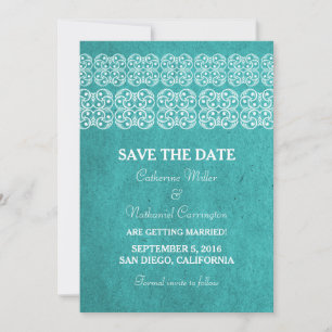 Teal Modern Bohemian Save the Date Invite