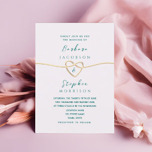 Teal Modern Calligraphy Wedding Invitation